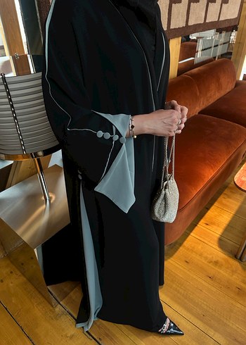 Su yeşili düğmeli abaya - Görsel 3