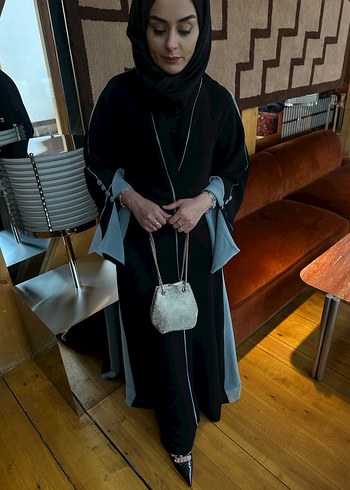 Su yeşili düğmeli abaya - Görsel 4