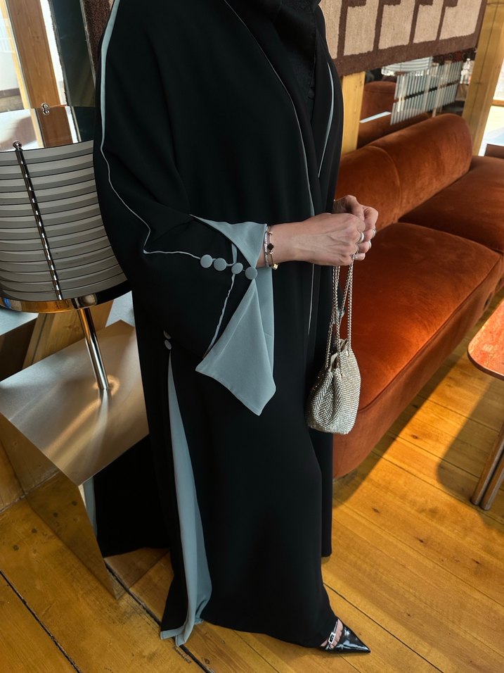 Su yeşili düğmeli abaya - Görsel 3