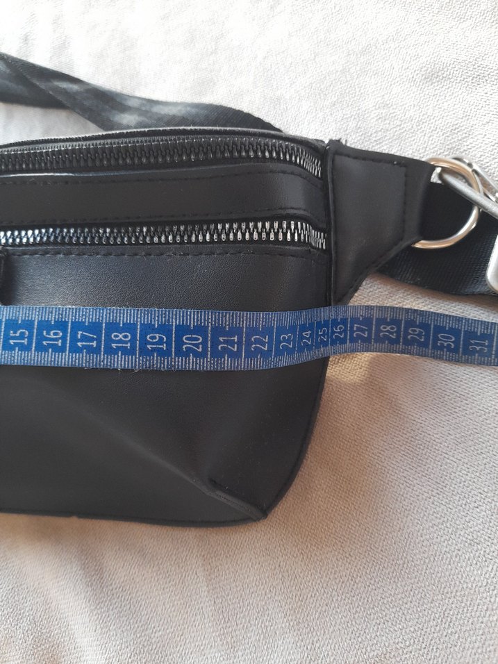 Siyah Deri Zincir Detaylı Bel Çantası - Görsel 3