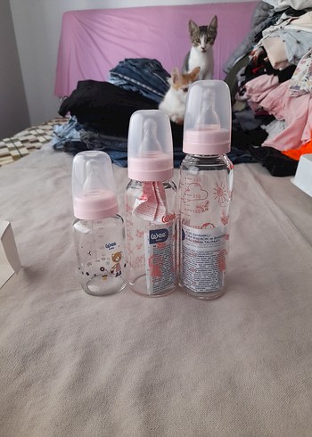 wee bady Pembe Pastel Bebek Biberonları Seti - Görsel 2