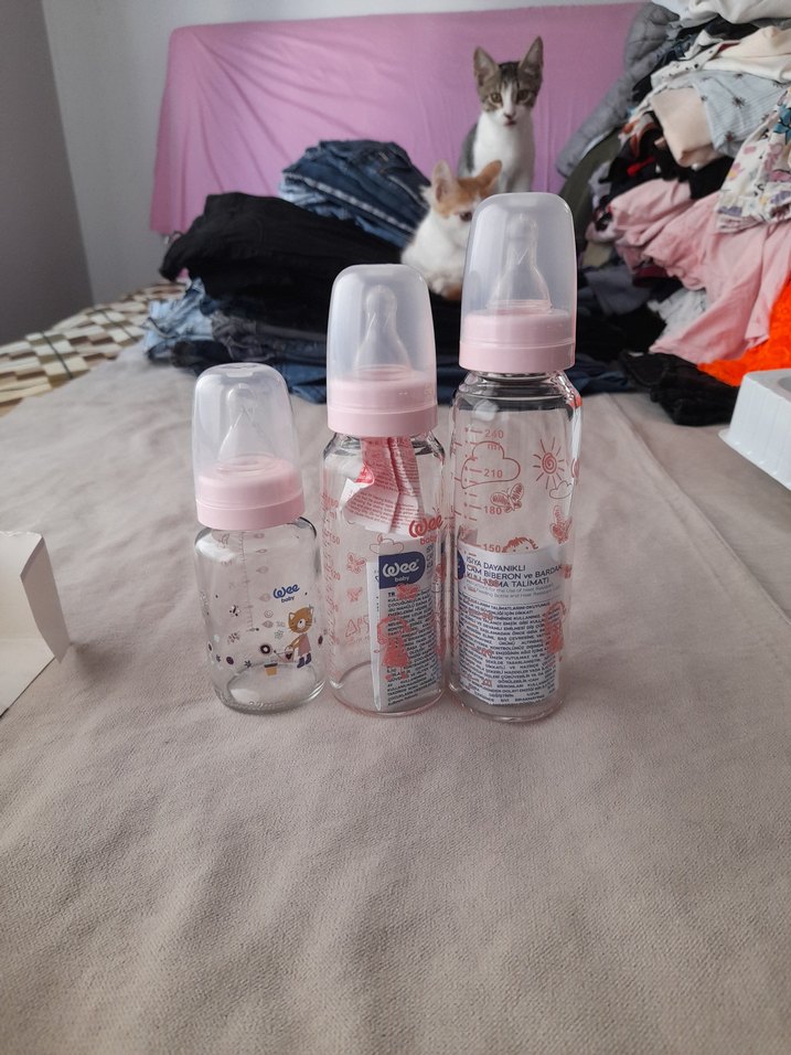 wee bady Pembe Pastel Bebek Biberonları Seti - Görsel 2