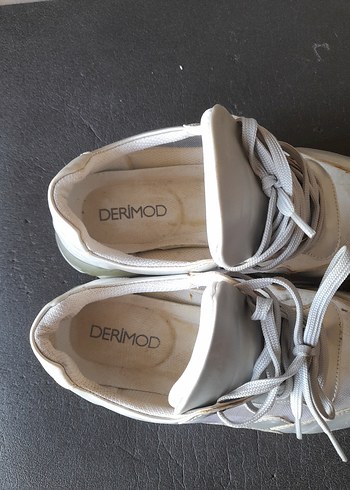 37 Beden beyaz Renk derimod Gri Bağcıklı Kadın Sneakers