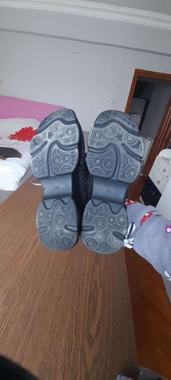 Siyah Elastik Spor Kadın Sneakers - Görsel 4