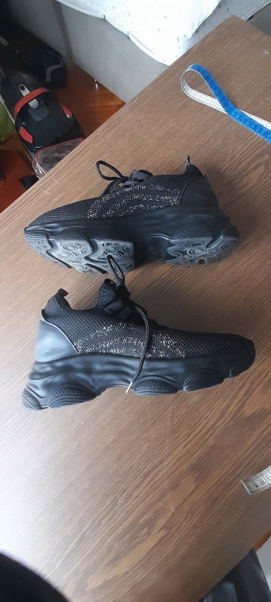 Siyah Elastik Spor Kadın Sneakers - Görsel 2