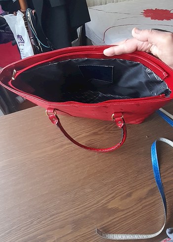 Parlak Kırmızı Deri Kadın Çanta - Görsel 9