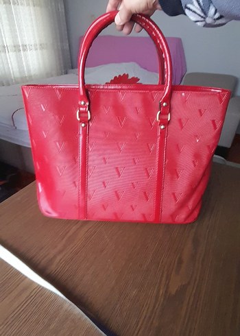 Parlak Kırmızı Deri Kadın Çanta - Görsel 3