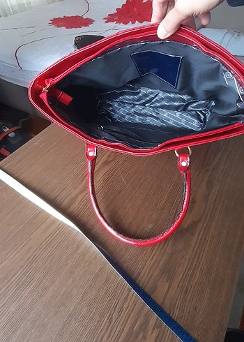 Parlak Kırmızı Deri Kadın Çanta - Görsel 6