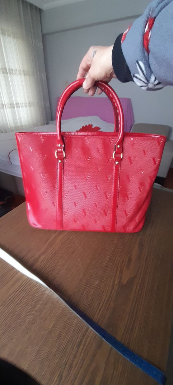 Parlak Kırmızı Deri Kadın Çanta - Görsel 3