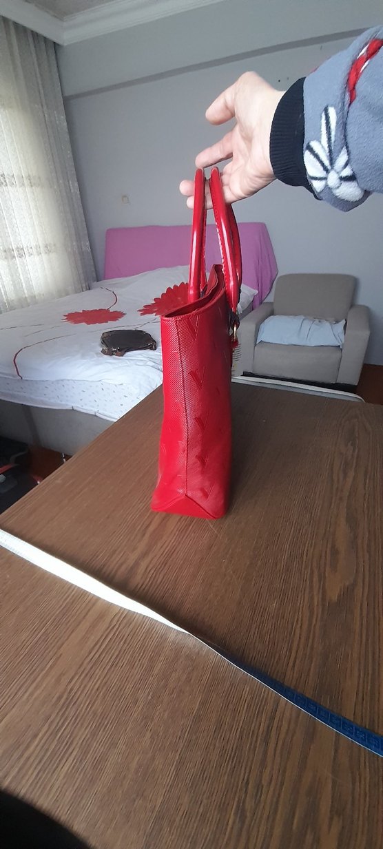 Parlak Kırmızı Deri Kadın Çanta - Görsel 2