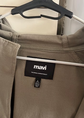 Mavi Bej Kadın Kapüşonlu Rahat Ceket