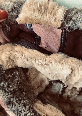 Kürklü Kapüşonlu Erkek Çocuk Süet Biker Mont - Görsel 7