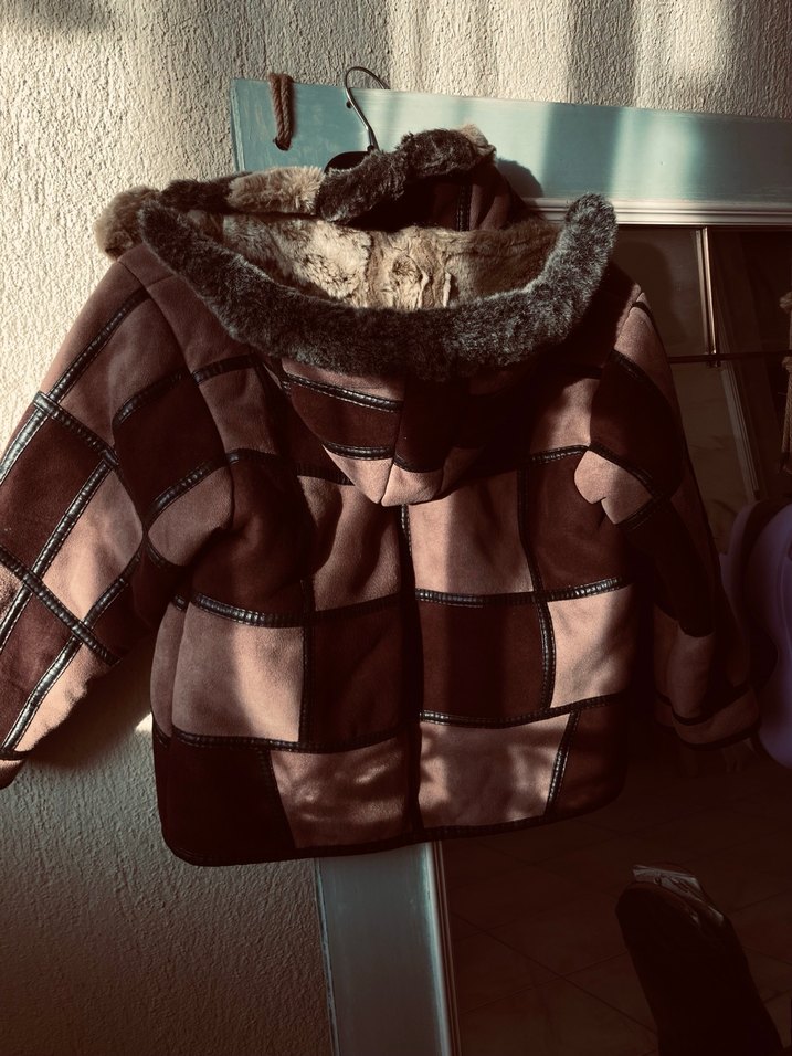 Kürklü Kapüşonlu Erkek Çocuk Süet Biker Mont - Görsel 3