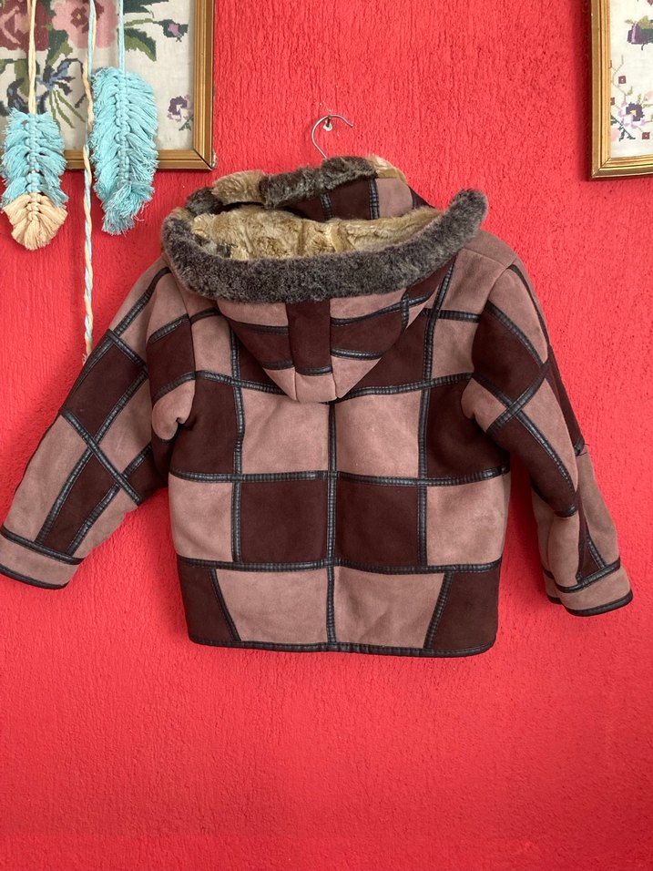 Kürklü Kapüşonlu Erkek Çocuk Süet Biker Mont - Görsel 2