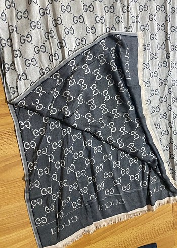 Kadın Gri Drapeli Street Wear Şal - Görsel 2