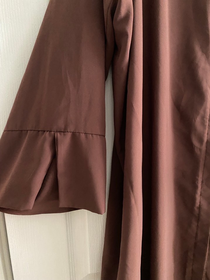 Uzun Kollu Kahverengi Salaş Kadın ferace ve şal - Görsel 3