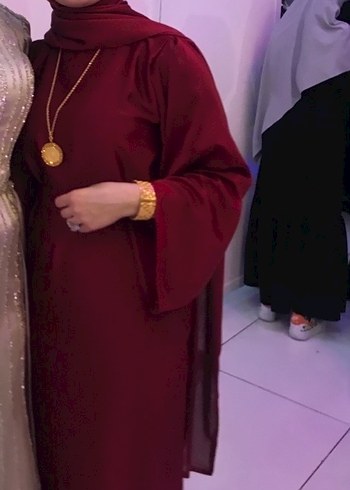 Bordo Uzun Kollu Kadın Elbisesi - Görsel 2