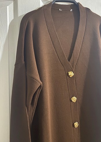 Düğmeli Kahverengi Uzun Süet Kadın Kaban - Görsel 2