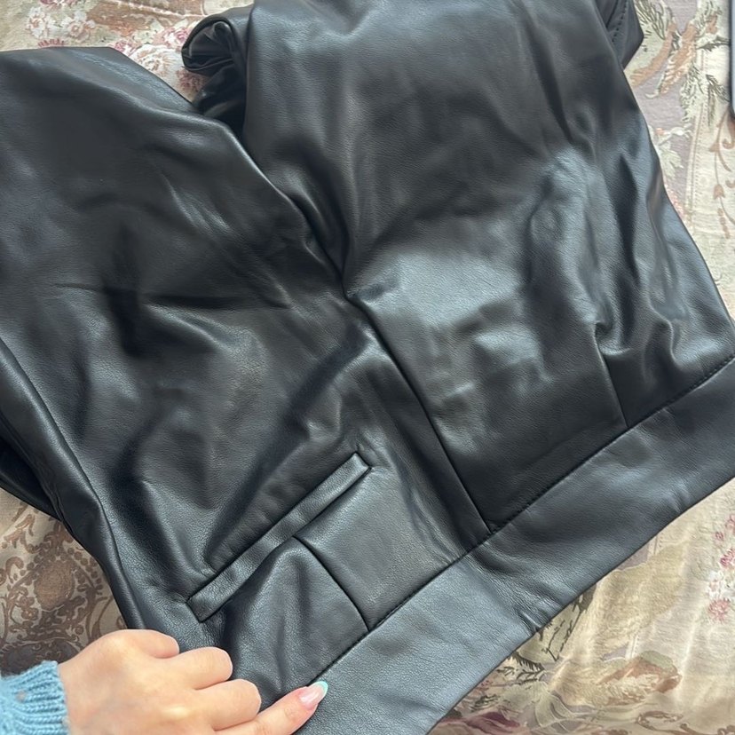 Kadın Siyah Deri Midi Pantolon - Görsel 3