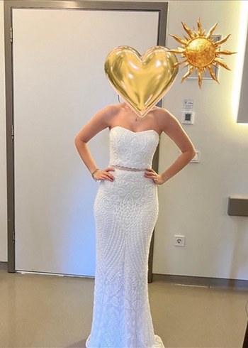 Straplez Bohem Gelinlik - Görsel 3