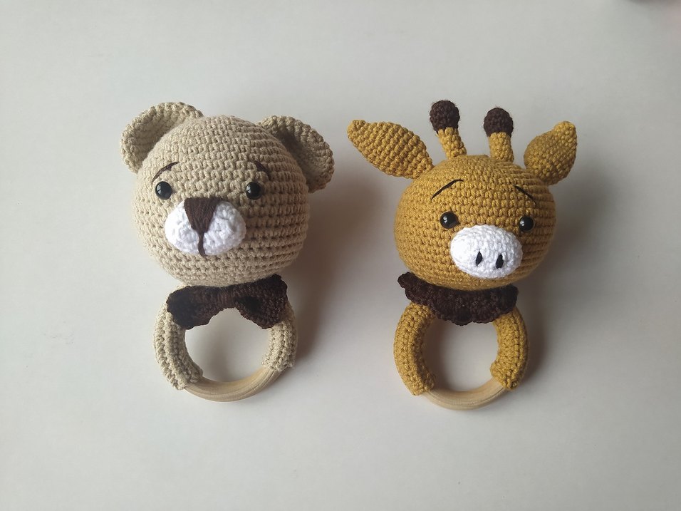 El Yapımı Ayıcık Diş Kaşıyıcı Oyuncak ve Çıngırak - Görsel 4