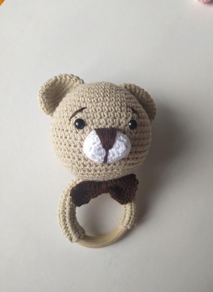 El Yapımı Ayıcık Diş Kaşıyıcı Oyuncak ve Çıngırak - Görsel 2