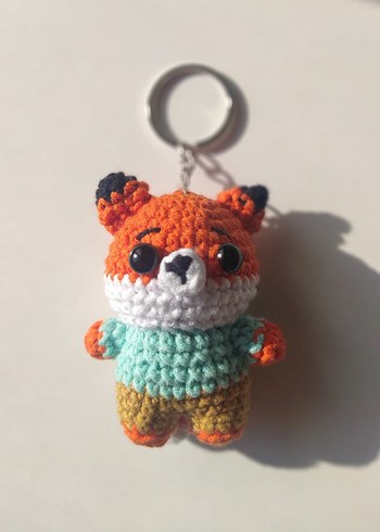 Renkli Örgü Tilki Anahtarlık - Görsel 5