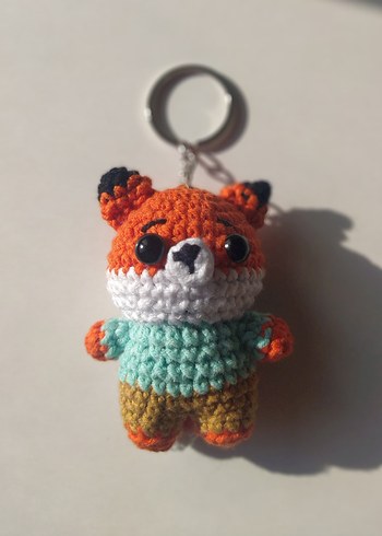 Renkli Örgü Tilki Anahtarlık - Görsel 6