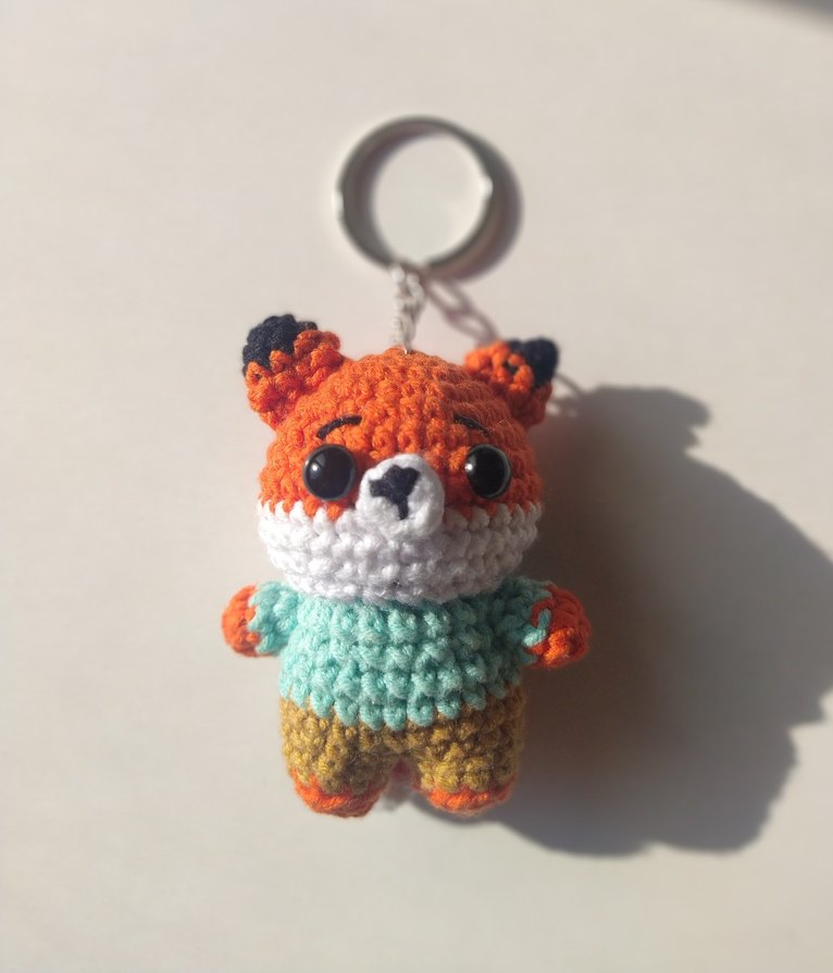 Renkli Örgü Tilki Anahtarlık - Görsel 5