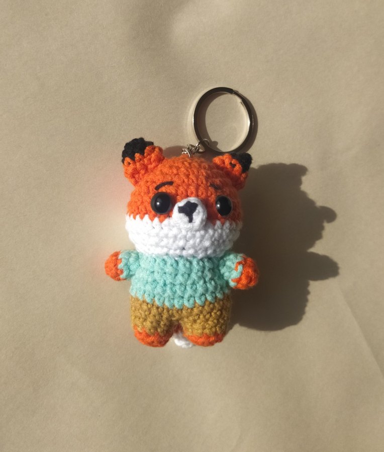 Renkli Örgü Tilki Anahtarlık - Görsel 3