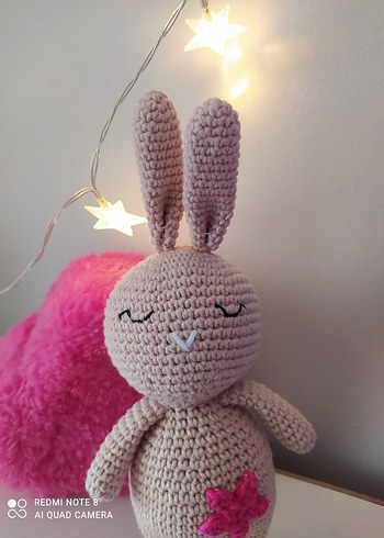 Pembe Peluş Yıldızlı Tavşan Oyuncak - Görsel 4