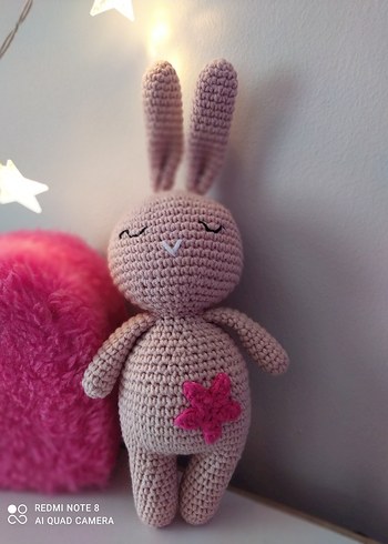Pembe Peluş Yıldızlı Tavşan Oyuncak - Görsel 2