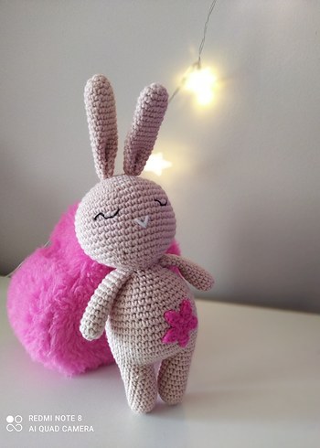 Pembe Peluş Yıldızlı Tavşan Oyuncak - Görsel 6