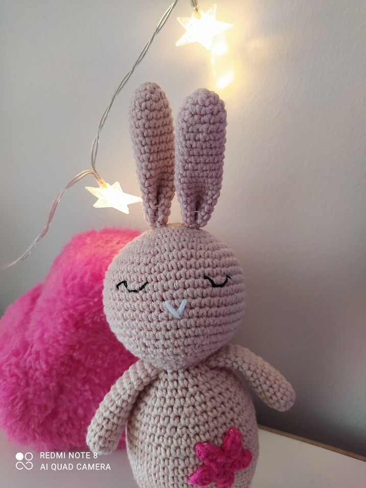 Pembe Peluş Yıldızlı Tavşan Oyuncak - Görsel 4