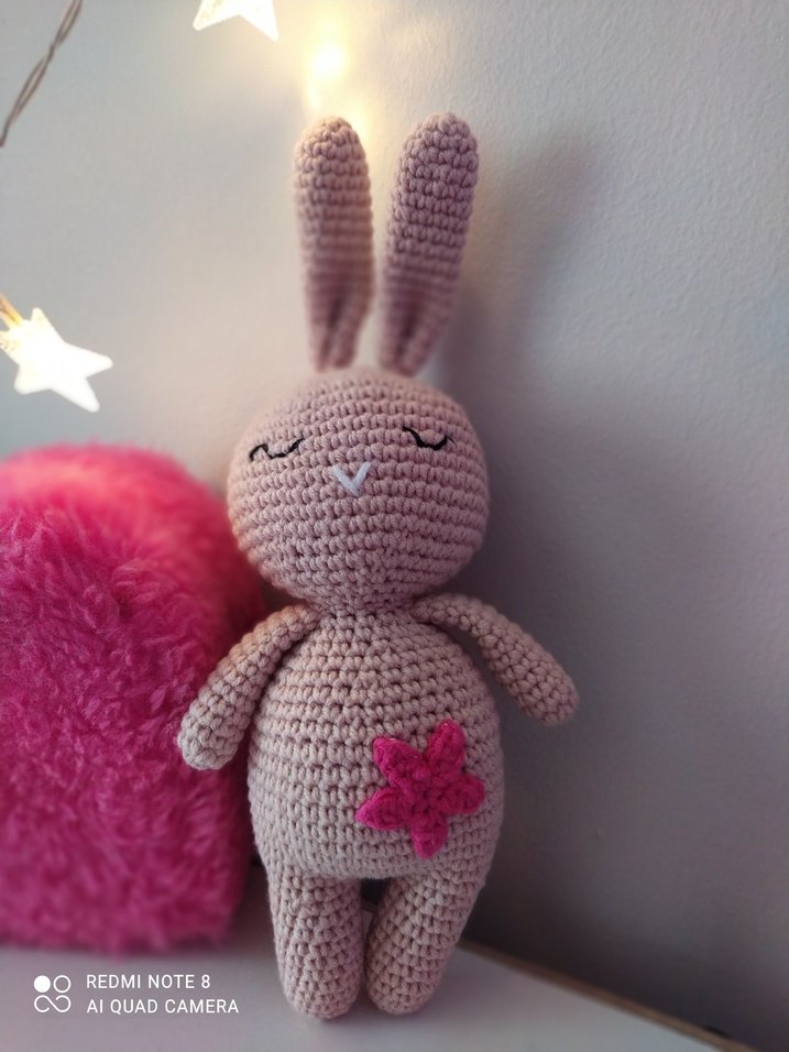 Pembe Peluş Yıldızlı Tavşan Oyuncak - Görsel 2