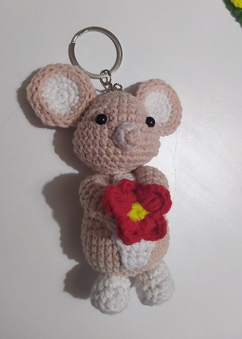 Örgü Fare Figürlü Renkli Anahtarlık - Görsel 3