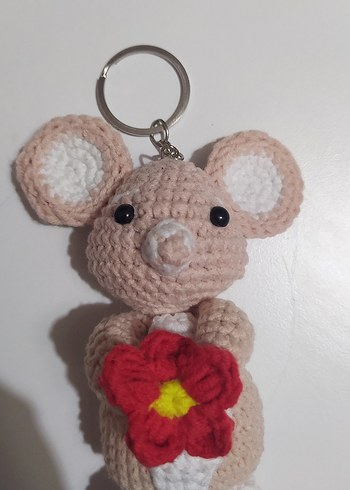 Örgü Fare Figürlü Renkli Anahtarlık - Görsel 2