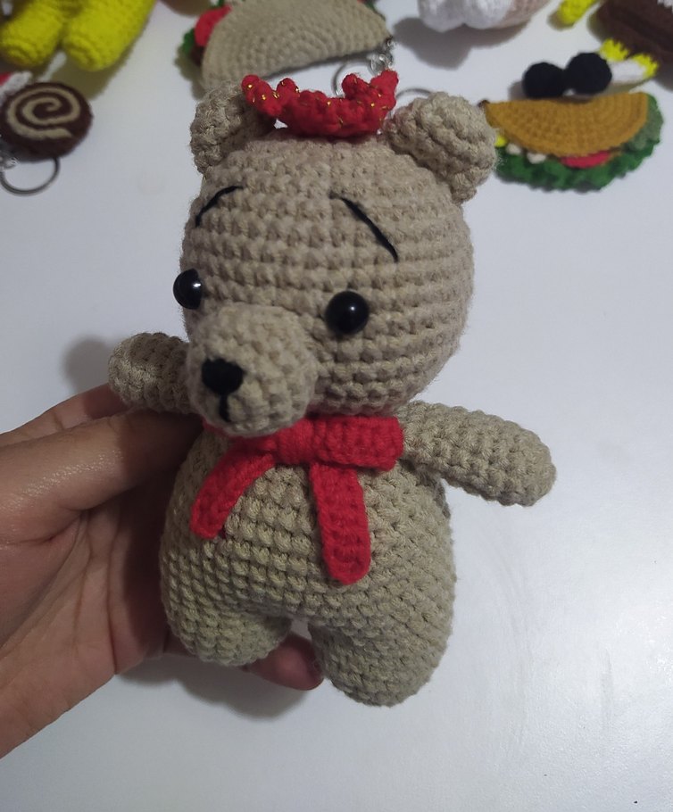 Krem Renkli El Örgüsü Peluş Ayıcık - Görsel 4