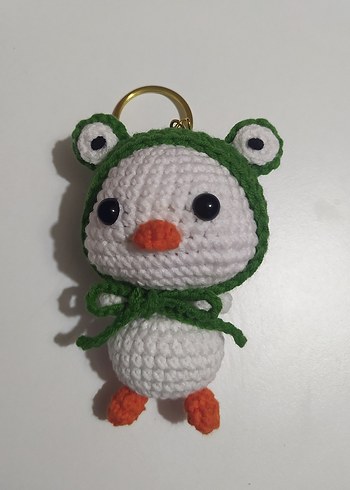 Yeşil Kapüşonlu Ördek Örgü Peluş Anahtarlık - Görsel 3