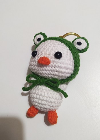 Yeşil Kapüşonlu Ördek Örgü Peluş Anahtarlık - Görsel 2