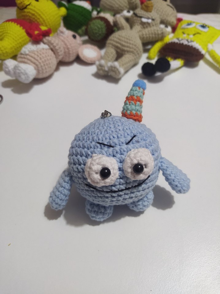 Renkli Mavi El Örgüsü Peluş Anahtarlık - Görsel 3