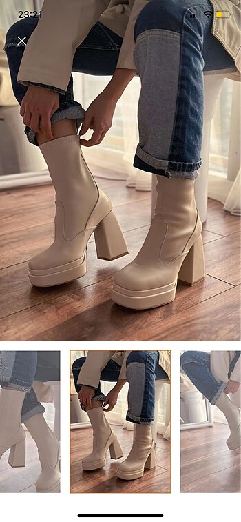 38 Beden I love shoes Streç Mat Deri Topuklu Bot