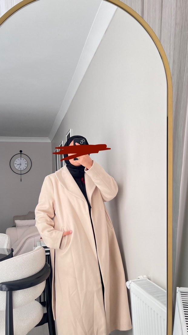 Camel Renkli Uzun Kadın Kaban - Görsel 2