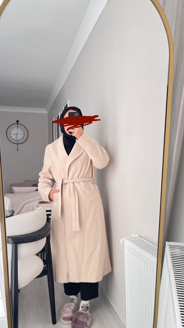 Camel Renkli Uzun Kadın Kaban - Görsel 3