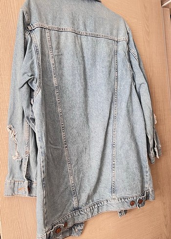 Düğmeli Kadın Mavi Denim Ceket - Görsel 4