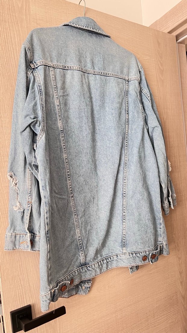 Düğmeli Kadın Mavi Denim Ceket - Görsel 4