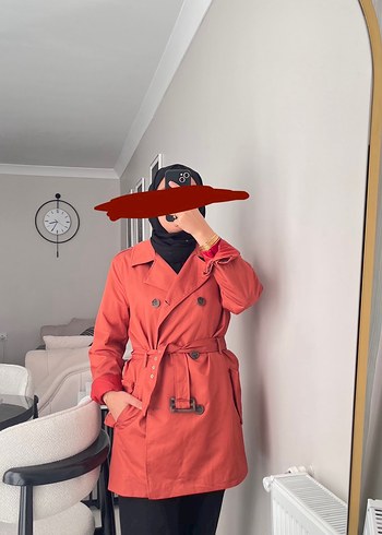 Kemer Tokalı Kırmızı Midi Trençkot - Görsel 3