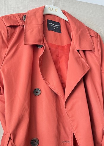 Kemer Tokalı Kırmızı Midi Trençkot - Görsel 6