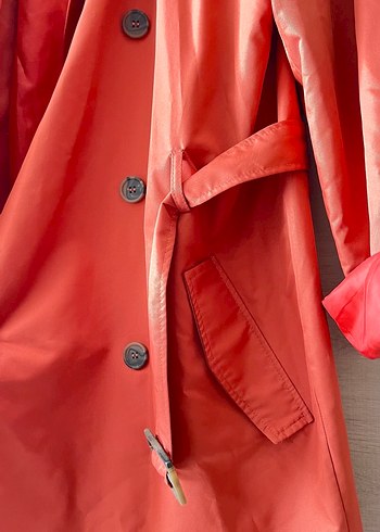 Kemer Tokalı Kırmızı Midi Trençkot - Görsel 5