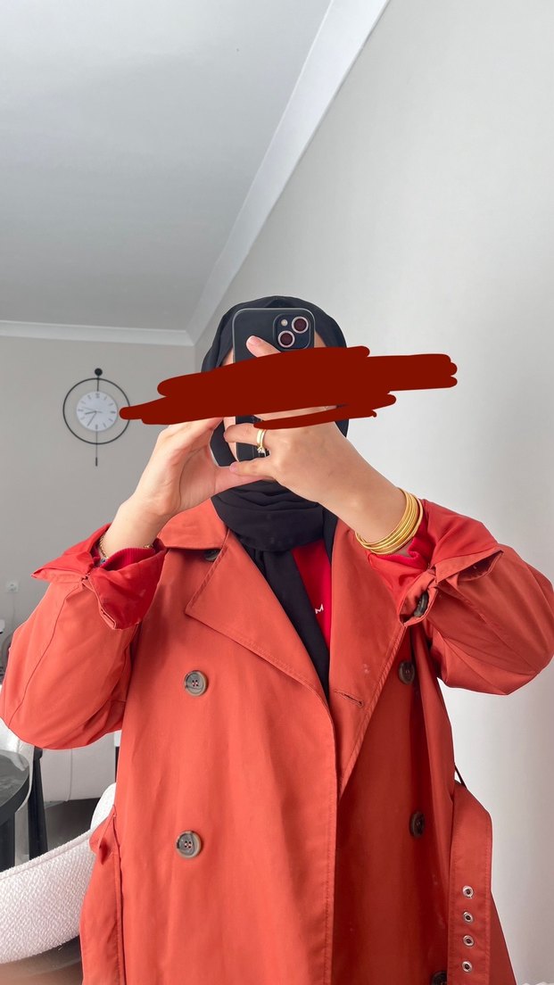 Kemer Tokalı Kırmızı Midi Trençkot - Görsel 2